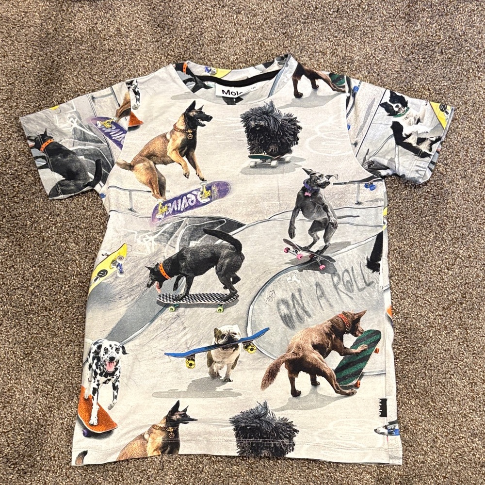 Molo Kids Skateboarding Dogs Tee - Gray Multicolor